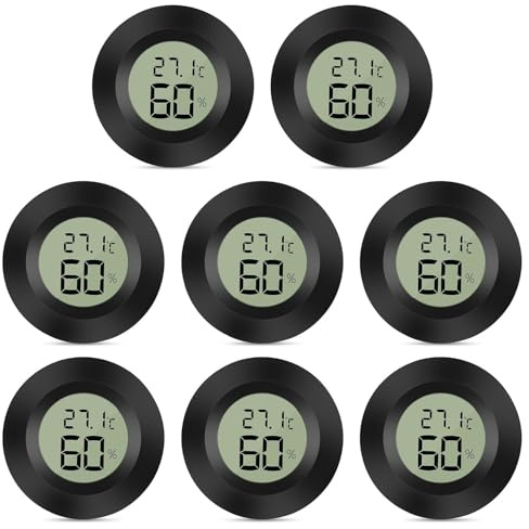 8 Mini Higrómetro Termómetro,Digital Interior Temperatura y Medidor Humedad | Termometro Higrometro para Invernadero, Bodega, Sótano, Almacén, Cuarto