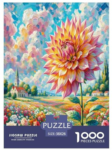 Jigsaw Puzzle Dahlia Flower Challenging Birthday Gift Family Plant Fun And Challenging Activity 1000 Pieces for Kids And Adults 38x26cm/1000pcs