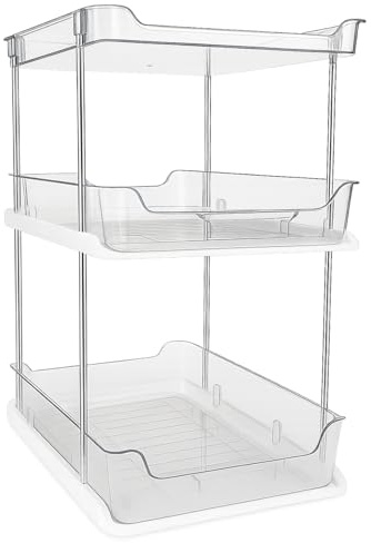 WELLHAUS Küchen Organizer – 3 Stufiger Vorratsorganizer für Küche & Badezimmer Organizer, Küchenorganizer Arbeitsplatte Regal, Küchenregal für die Aufbewahrung & Organisation, 32 x 20 x 36 cm