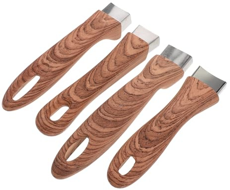 GRIRIW 4pcs 4pcs Detachable Wooden Pot Handles for Frying Pans and Saucepan Replacement Heat Resistant Non-Stick Hold with Fit for Milk Pan Cookware Repair Supplies