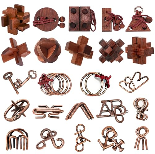 QUOIBLO 3D-Puzzle 24 STK. Kinder - Geduld & Logik Mitgebsel ab 10 Jahren | Aus Holz & Metall. Auch für Jugendliche & Erwachsene. Ideal als Geburtstagsgeschenk oder Gastgeschenk. Fördert Denkvermögen