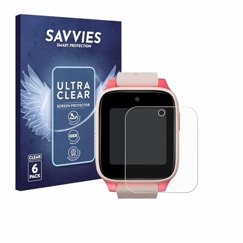 Savvies Schutzfolie für TCL Movetime Kids Watch MT46 | 6 Stück Transparenter Displayschutz Made in Germany Ultra-Klar Displayschutz-Folie