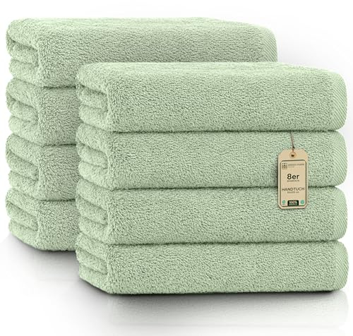 NatureMark Handtücher - Set mit 8 Stück – 100% Baumwolle, Weich & Saugfähig, Premium Qualität für Badezimmer, Spa und Fitness, 50 × 100 cm, Moos Grün