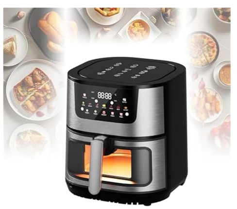BEIBEIMY air fryer 15L Visible Glass Air Fryer Oven, Precise Temp Control, Non-Stick Basket Oil-Less Cooker for Family Kitchen Suitable for home cooking