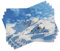 ABAKUHAUS Berg Platzmatten, Berglandschaft Skipiste Winter Saison Sport Telfer und Snowboarding Bild, Waschbare Stoff Esszimmer Küche Tischdekorations Digitaldruck, Weiß Blau