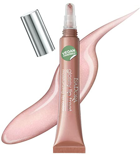 IsaDora Glossy Lip Treat Lipgloss - Pflegender Lip Gloss für volle Lippen - Stimuliert Kollagenbildung - Einzigartiger Glanz ohne zu kleben - Vegan mit Shea-Butter - Pearly Nougat