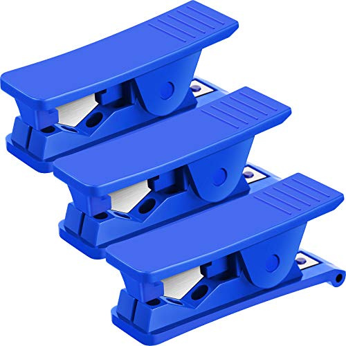 3 Pieces PTFE Plastic Tubing Cutter Hose Tube Cutter Pipe Accurate Tube Cutting Tool for Nylon PVC PU Tubing and Hose Cut up to 3/4 Inch OD (Blue)