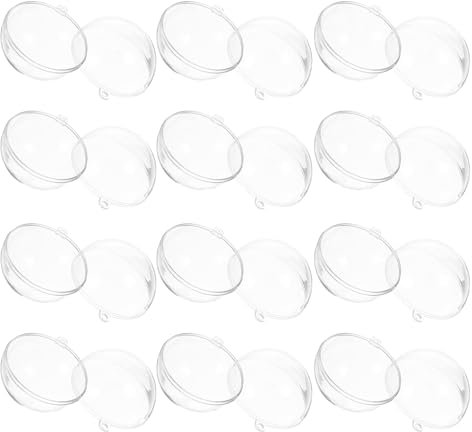 HEMOTON 24 Stüc Christbaumkugeln Weihnachtskugeln Plastik Kugeln zum Befüllen Weihnachtskugeln Plastikkugeln Zum BefüLlen Transparent Glasklar Christbaumkugeln Zum BefüLlen mit Öse 6 cm