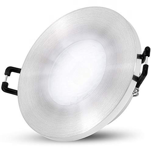SSC-LUXon BEDA Bad Deckeneinbaustrahler rund Alu IP65 4W neutralweiß | Bad-Deckenspot rund silber gebürstet neutralweiß - nur 30mm tief, wasserdicht IP65, inkl. LED-Modul, für Dusche, Bad & außen