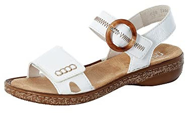 Rieker Ladies Buckle Detailed Strappy Sandals 628Z3-80 - White Synthetic - UK Size 5 - EU Size 38 - US Size 7
