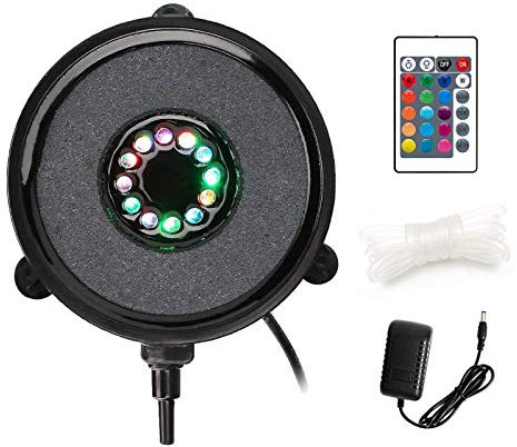 CDIYTOOL Aquarium Light LED Fish Tank Bubbler Light, Remote Controlled Air Stone Disk Lamp with 7 Color Changing Waterproof Air Bubble Stone for Fish Tanks Ponds for Garden Pool Party Lighting