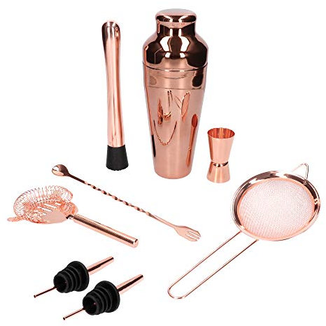 Set da 8 pezzi con shaker parigino, in rame