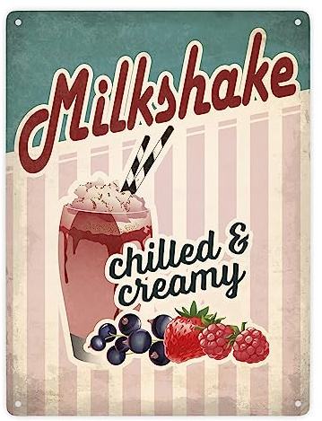 Metallschild XXL mit American Diner Classics - Milk Shake Motiv