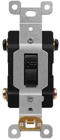 ENERLITES 20 Amp Double-Pole Toggle Light Switch, 20A 120/277V, Self-Grounding, Industrial Grade, UL Listed, 82200-BK, Black