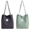 Makukke Umhängetasche Damen - 2pcs Cord Tasche Damen Schultertasche Shopper Damen Henkeltasche für Alltag, Büro, Schulausflug und Einkauf (Dunkelgrau + Hellgrün)