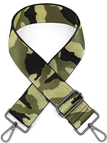 HNOOM Taschengurt Breit 5CM Schultergurt für Taschen Mehrfarbiger Breiter Taschengurt Schulterriemen für Damen und Herren, 80-140cm Verstellbarer Trageriemen Handtasche (Grün Gelb)