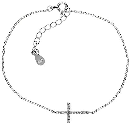 Treuheld® 925 Sterling Silber Armband mit Kreuz-Anhänger