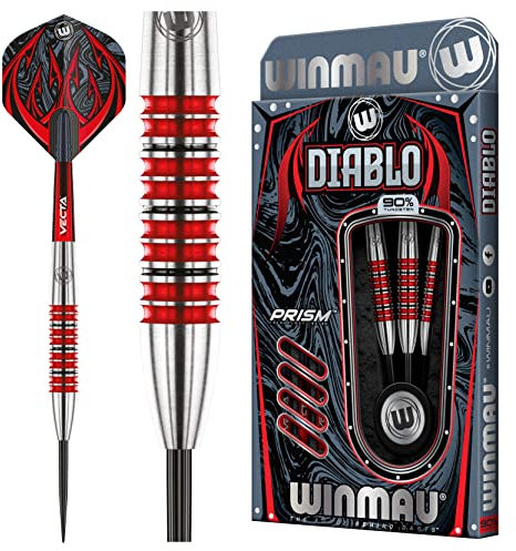 WINMAU Diablo 28 Gramm Profi Stahlspitze Wolfram Dartpfeile mit Flüge und Stiele (Wellen)