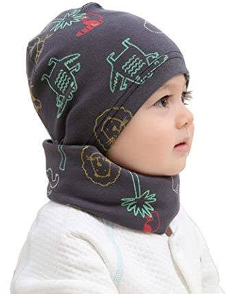 MAKFORT Loop Kinder Mit Beanie Mütze Kinder Baumwoll Schals Baby Schals Winter Loop Schal Junge Und Mädchen