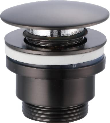 Mice - Valvola a Click Clack adatta per lavabi e bidet, facile installazione, tappi di scarico, universale, con o senza bordo, Pop-Up Black Gun Metal-VCC018, colore: grigio molto scuro satinato