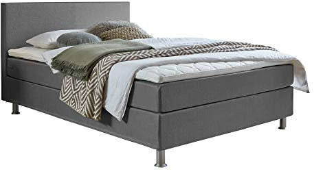 ATLANTIC home collection Edison Boxbett inklusive Rost und H3 Federkernmatratze, Graubraun, 120 x 200 cm