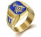 MayiaHey Blauer Freimaurer-Freimaurer-Ring, Blauer Freimaurer-Ring für Männer, Gold-Freimaurer-Meisterring Punk-Freimaurer-Symbol-Schmuck, Gold-Freimaurerei-Biker-Ring Maurer-Ring(17.3)