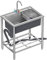 fregadero industrial de acero inoxidable de 1 compartimento con grifo de agua fría y caliente, fregadero para taller, profundidad 22cm