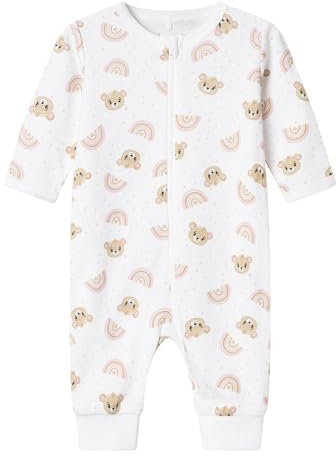 NAME IT Baby - Mädchen Nbfnightsuit Zip Orchid Pink Teddy Noos, Bright White, 80