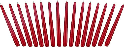 BRUBAKER 24 cm Spitzkerzen für Kerzenständer und Kerzenhalter - 16 Stück | Lange, tropffreie Deko Kerzen mit langer Brenndauer - Leuchterkerzen Set Dunkelrot