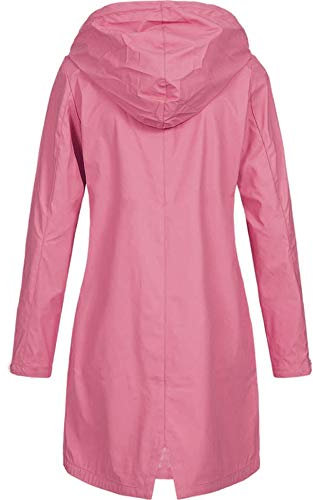 Générique Damen-Trenchcoat aus wasserabweisendem Wachs, Jacke, wasserdicht, mit Reißverschluss, winddicht, atmungsaktiv, für Frühling, Herbst, Rosa, 50