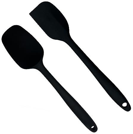 Silicone Spoon Spatula, Wok Spatula, Non-Stick Kitchen Utensils with Steel Core for Cooking, 1 Silicone Spatula and 1 Spoon Spatula