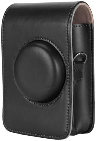 Camera Case for Instax Mini EVO for Polaroid Mini EVO, Portable Waterproof Camera Bag with Detachable Strap, Vintage PU Leather Protective Case for Travel (Black)