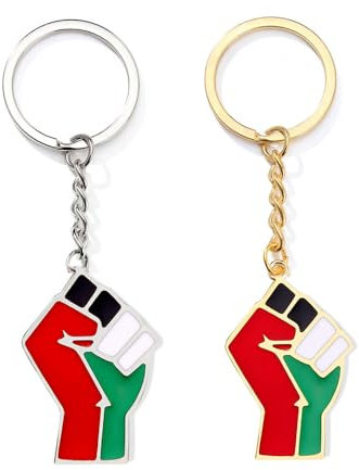 1 porte - clés en argent avec pendentif drapeau palestinien - acrylique double face - porte - clés pistolet