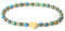 MetJakt Handgemachter Naturstein Perlenarmband 4MM Mini Stretch Armband Energiearmbänder 18k vergoldet Herz Armbänder für Damen Damenschmuck Echtes (Blauer Grüner Meeresablagerungs-Jaspis)