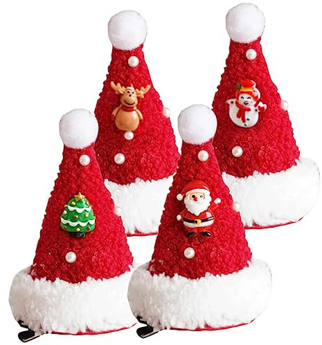 Ciieeo 4 Stück Haarnadel Weihnachtsmütze Haarspange Weihnachtsmütze Haarspange Haarspange Für Mädchen Weihnachts Haarspange Weihnachts Haarspange Party Haarspange