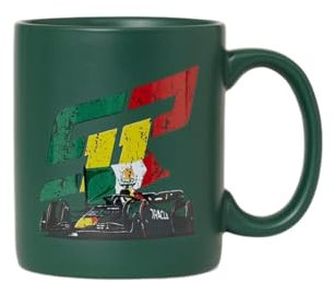 Red Bull , Sergio Perez, Checo' Mug, Green Porcelain Mug Featuring a Checo Perez Design in Mexican Flag Colours, Oracle Full Colour Racing Logo, Official Merchandise.