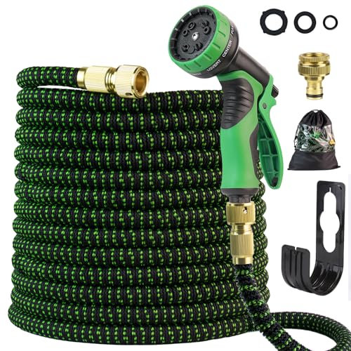 Manguera Jardin Extensible Pistola de Riego - 30M Mangueras Extensible con 10 Boquillas Manguera Jardín con Conectores de 3/4 y 1/2 Manguera Flexible Jardín para Riego de Plantas Hortícolas