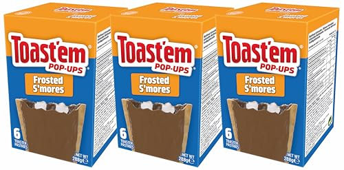 Toast'em Pop-Ups Frosted Smores 288g x 3 Packs | 6 Toaster Pastries per Box | Toaster Pastries | American | Similar to Pop Tarts