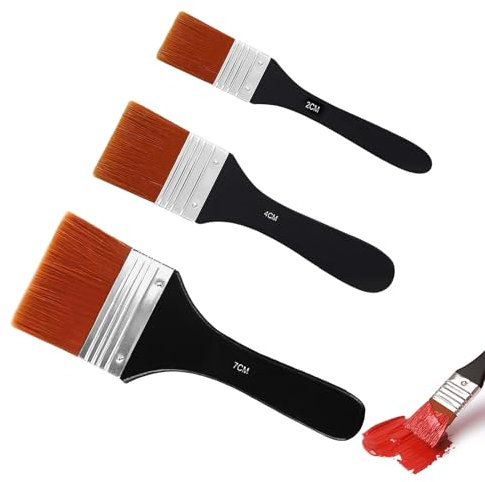 Acrylic Paint Brush Set, 2/4/7cm Flat Paint Brush Large Brushes for Acrylic Painting Professional Paint Brushes Art Paint Brush Set for Paintings, Watercolor, Oil (3PCS)