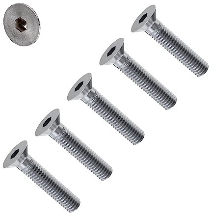 TERF® Viti a testa svasata con cava esagonale, M8 x 80 mm, in acciaio inox A2 (304), viti a macchina M8 (8 mm) x 80 mm, chiave a brugola, bulloni a testa svasata con esagono incassato, confezione da