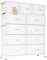 Flrrtenv Chest of Drawer with 11 Drawers, Modern Bedroom Cabinte, Fabric Drawers with Wooden Top, Sturdy Metal Frame, Tall White Hallway Storage Unit