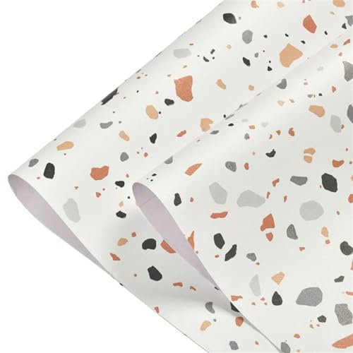 Papiers peints Terrazzo PVC étanche auto-adhésif papier peint for chambre mur salon décor vinyle meubles rénovation papier de Contact Pour la décoration de la maison(Terrazzo orange,60 x 40 cm Sample)