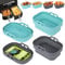 Alyvisun Teglia per Friggitrice ad Aria, 4 Pezzi Stampi Silicone Air Fryer Riutilizzabile Contenitore Teglie Friggitrice Aria Contenitori Cestello Vaschette per Airfryer, Forno, Microonde (Blu+Grigio)
