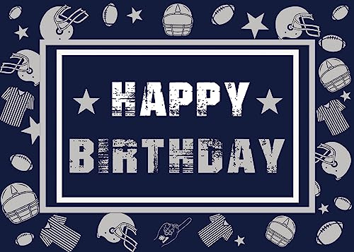 Football Backdrop for Birthday Party 6x4FT Navy Blue Cowboy Helmet Photography Background Football Team Banner Sports Fans Party Supplies (72x48 inch)