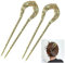 2 Stück U-förmige Haarnadeln, Französischer Stil, Metall Haargabel für Hochsteckfrisuren, Vintage Haarstäbe Elegante Haarnadeln für Frauen Mädchen, Haarstyling-Zubehör für Dickes Langes Haar (Gold)
