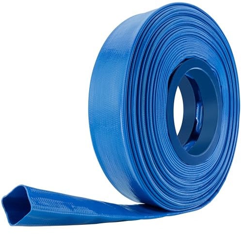 Poppstar Tubo piatto PVC 20m, Ø 38mm (1 1/2 pollice), pressione di esercizio 7 bar, tubo di mandata, blu