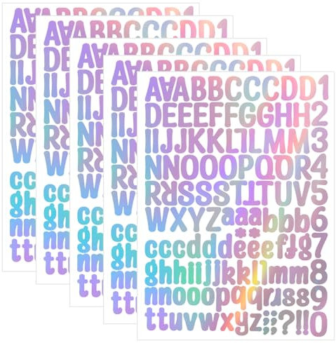 Zngou 5 Sheet Capital Letter Stickers 1 Inch Self Adhesive Laser Silver Alphabet Stickers for Scrapbooking, Windows, Doors, Cars, Trucks