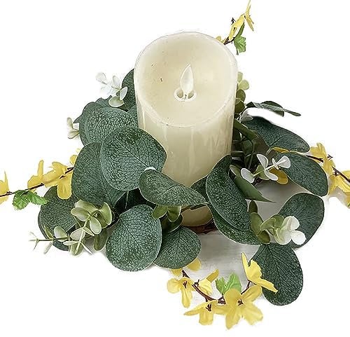 QIYUDUOLA Künstlicher Blumenkranz, Kerzenständer, Girlanden, Blumenkranz, Girlanden für Kerzenständer, Hochzeit, Party, Weihnachten, Tisch, 25 cm