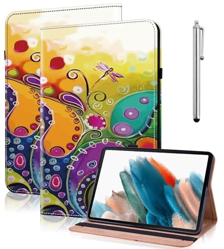 TUOLISG Custodia per Fire HD 8 Tablet 8/7/6 generazione con penna, in pelle PU, con chiusura a cerniera, per tablet Amazon Kindle Fire HD 8 2016/2017/2018/2019