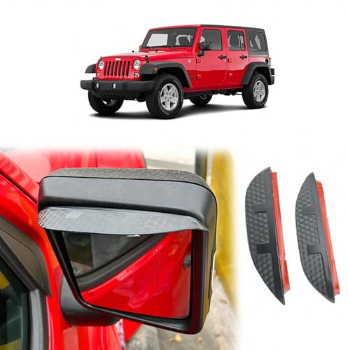 ZXYHBHD 2 Packungen Auto-Seitenspiegel-Regenvisier-Kotflügel, Auto-Rückspiegel-Regen-Augenbraue, kompatibel mit Jeep Wrangler 2007-2022+,2007-2017